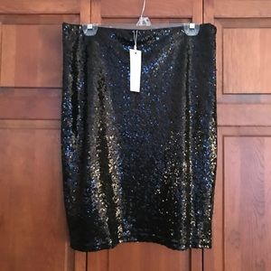 Black sequin pencil skirt